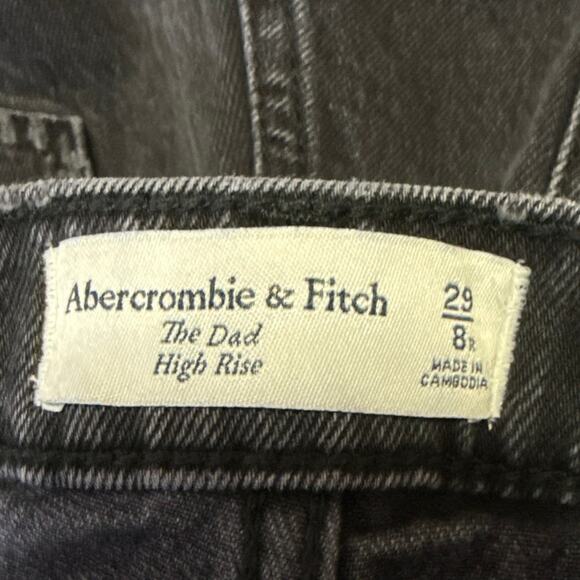 Abercrombie & Fitch The Dad High Rise Women's Black Distressed Denim Jeans Sz 29 - Picture 4 of 5